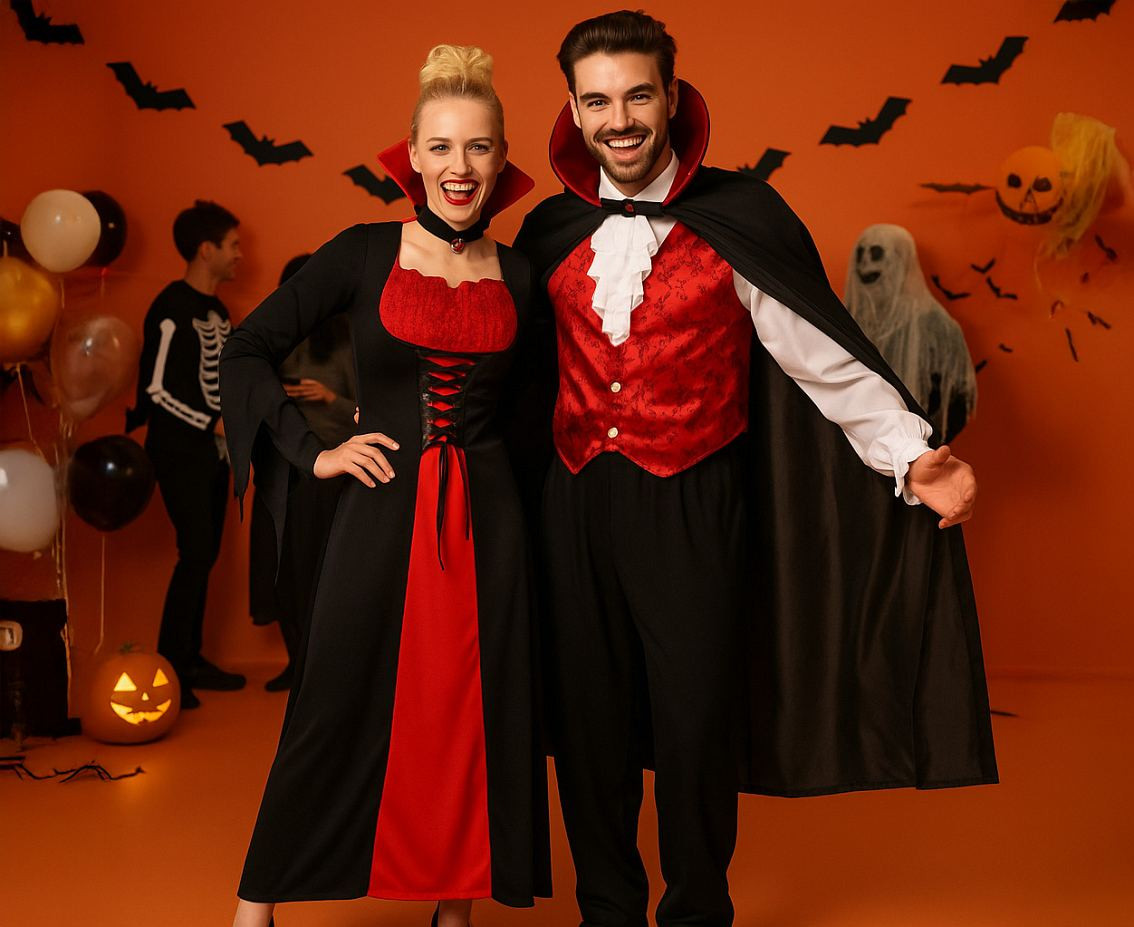 Role play-set for adult Red Vamp (dress, collar), size M